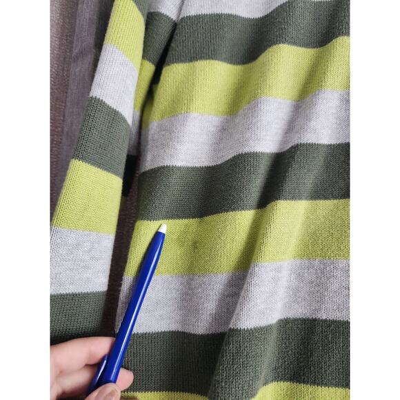 Lacoste Men's Crew Neck Gray & Green Striped 100% Cotton Sweater 46 - Picture 8 of 8